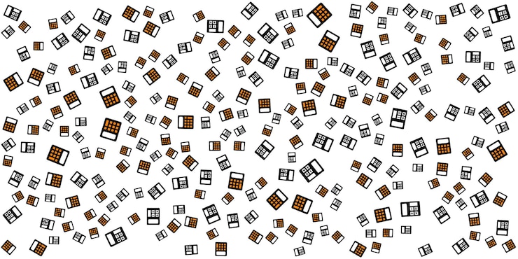 Vector abstract pattern of calculators on white background