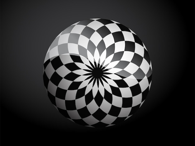 Abstract pattern cover black and white 3D ball Vector illustration on dark background