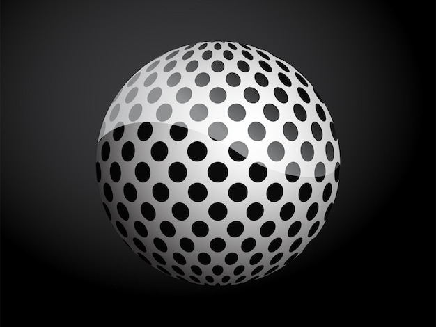 Vettore modello astratto coprire palla 3d in bianco e nero illustrazione vettoriale isolata su sfondo scuro