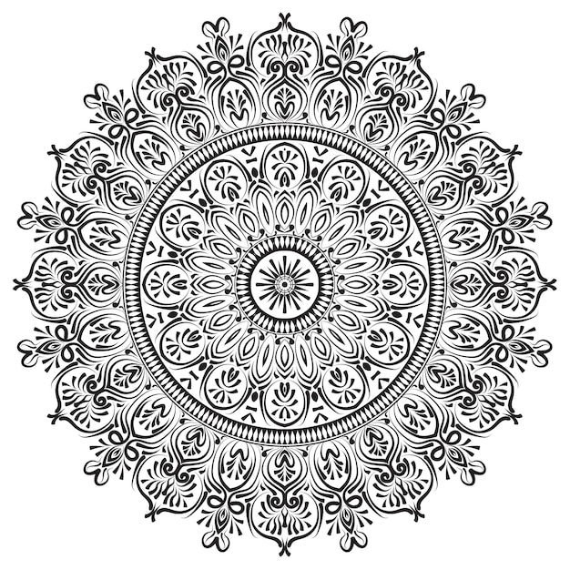 ベクトル 本の花のパターンを着色するための黒と白のマンダラ ベクトル図の抽象的なパターン
