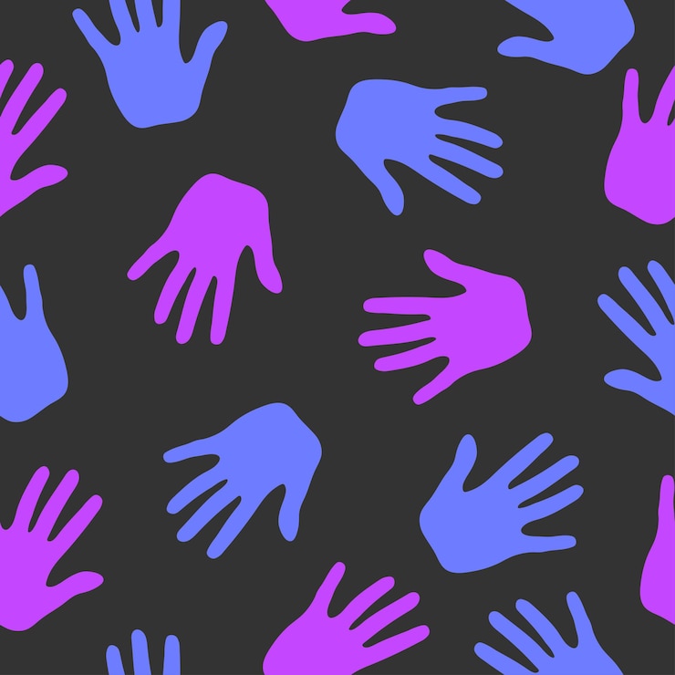 Vector abstract pattern seamless vector pattern background colored handprints