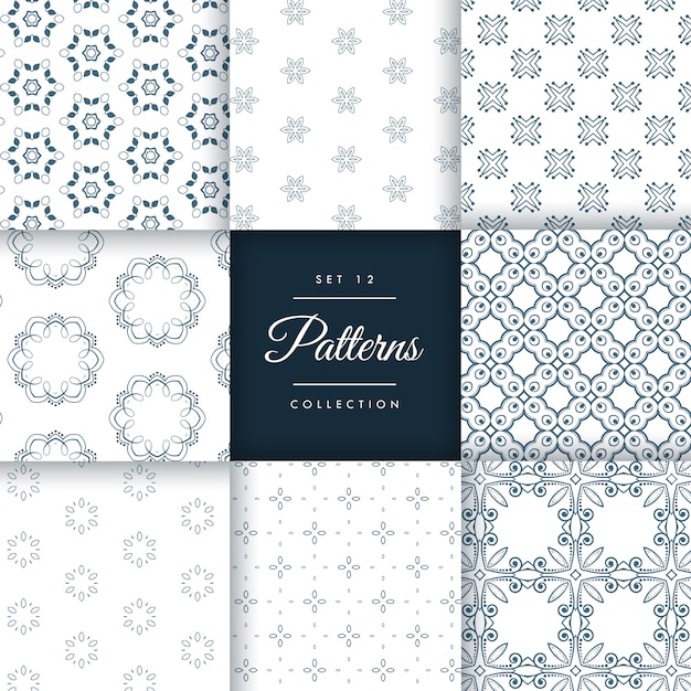 Abstract pattern set of 8 different styles