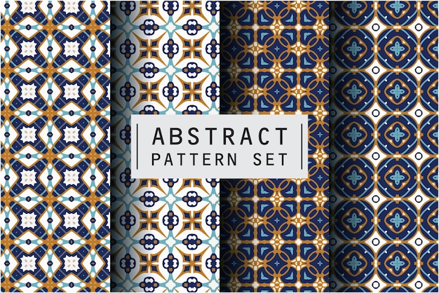 Abstract pattern set with batik motif background