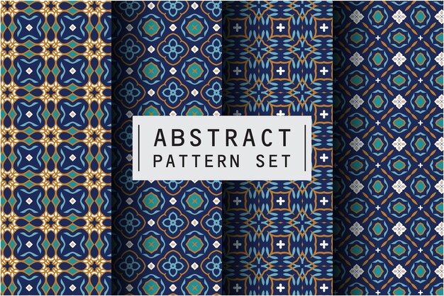 Abstract pattern set with batik motif background