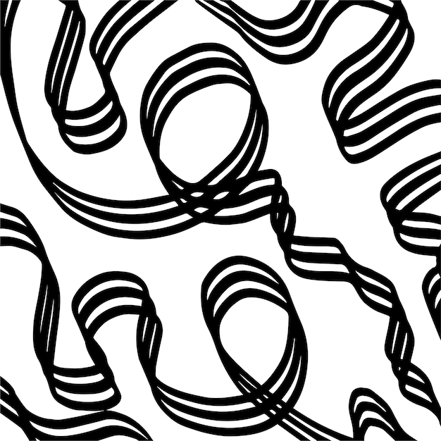 Abstract pattern stripes ribbons swirling and waves black and white background