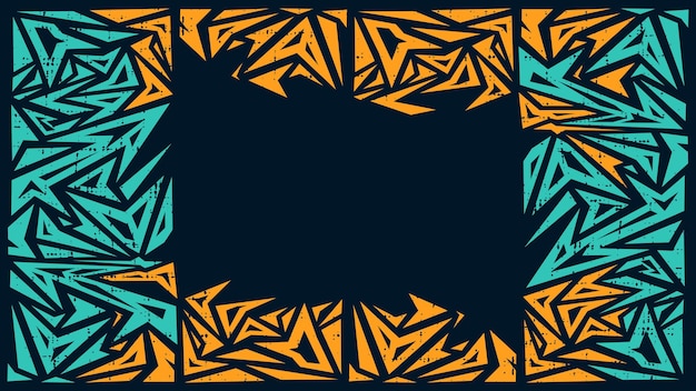 Abstract pattern template background in orange and cyan color