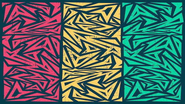 Abstract pattern template vector in red yellow green and dark color background