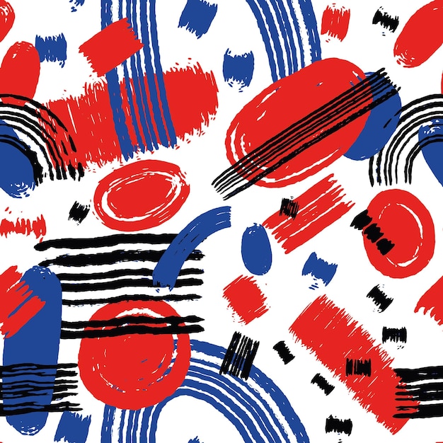 Abstract pattern with color blocks lines paint spots stains and stripes