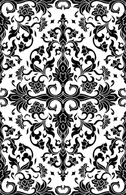 Abstract pattern with damask. Black and white template