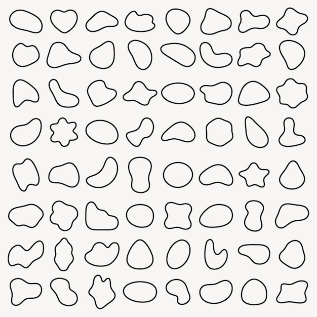 Abstract pattern with irregular shapes Black outlines of various abstract shapes Repeated abstract shapes create a modern artistic pattern Black shape vector set