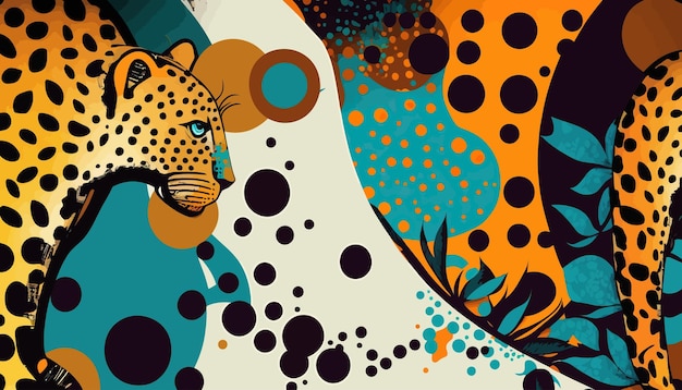 Абстрактный узор с леопардами Ручной обращается минимальный абстрактный узор Абстрактный креативный универсальный художественный шаблон Коллаж современная печать Современный шаблон для дизайна пригласительный флаер баннер брошюра