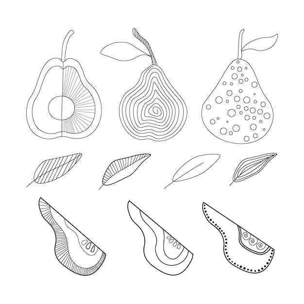 Abstract pears hand drawn