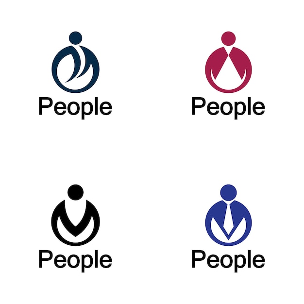 Abstract people logo forma di cerchio con icona umana isolata su sfondo bianco