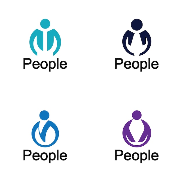 Vector abstract people logo cirkelvorm met menselijk icoon geïsoleerd op witte achtergrond