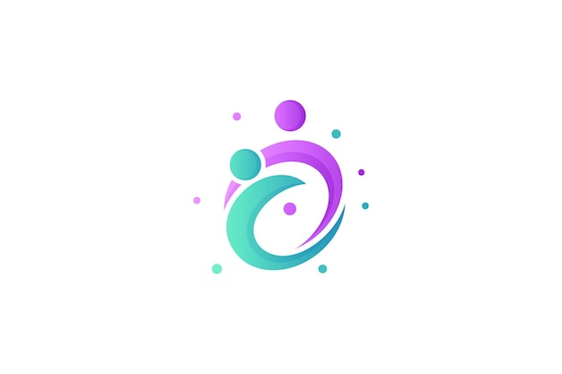 Abstract people logo design with mint green and purple color gradations