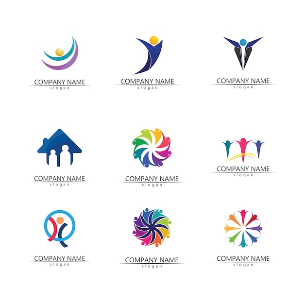 Abstract people logo designfun peoplehealthy peoplesportcommunity people symbol vector illustration