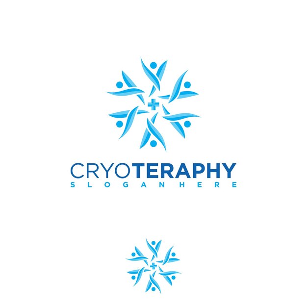 Вектор Абстрактные люди формируют дизайн логотипа snowflake for cryotherapy