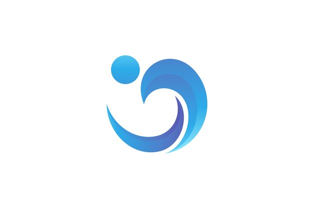 Abstract people waves logo in blue minimalistic design