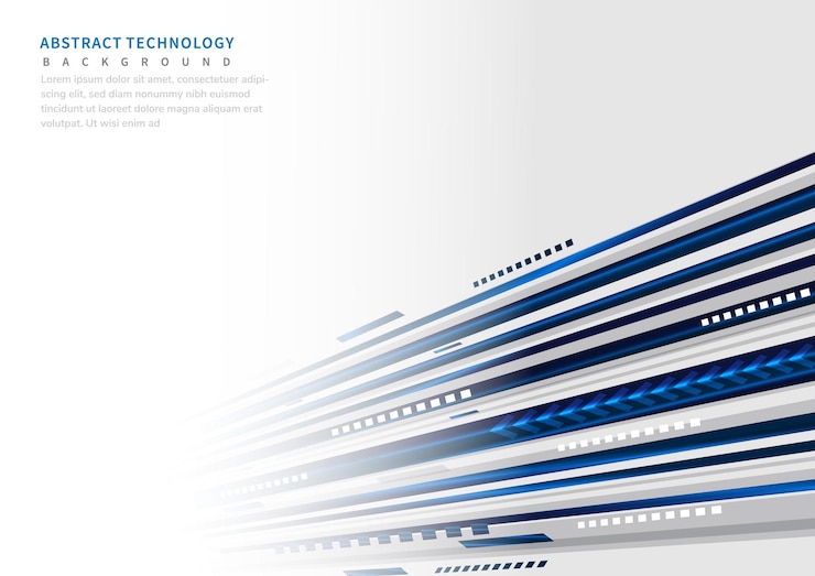 Vector abstract perspective technology geometric blue and gray on white background