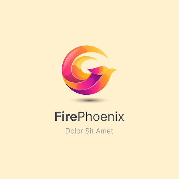 Abstract phoenix fire logo gradient