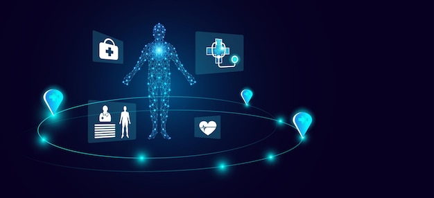 Abstract pictogram voor mens en gezondheid medisch medisch en behandeling moderne medische uitvinding op een modern