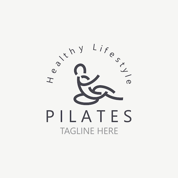 Abstract Pilates Logo Yoga identiteit lichaam evenwicht vector monoline ontwerpsjabloon wellness-levensstijl