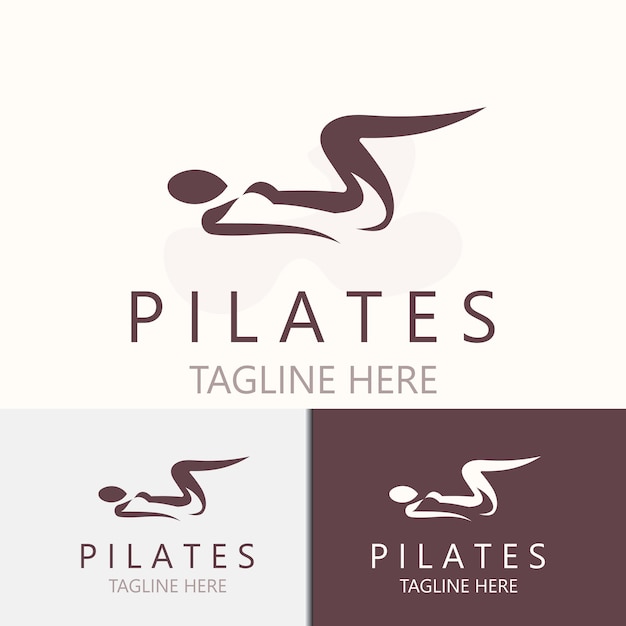 Abstract Pilates Logo Yoga identity body balance vector monoline Design Template wellness lifestyle