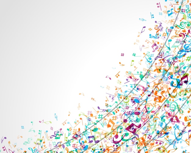 Abstract pile of colored notes vector clipart exploding music design with symphony melody classical and modern music