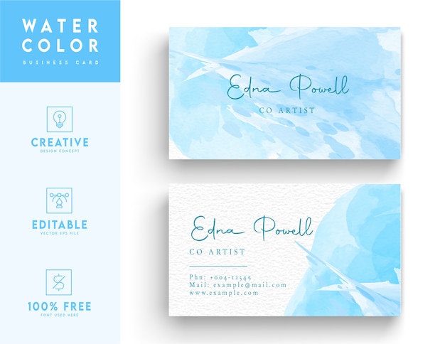 Vector abstract pink background watercolor business card template