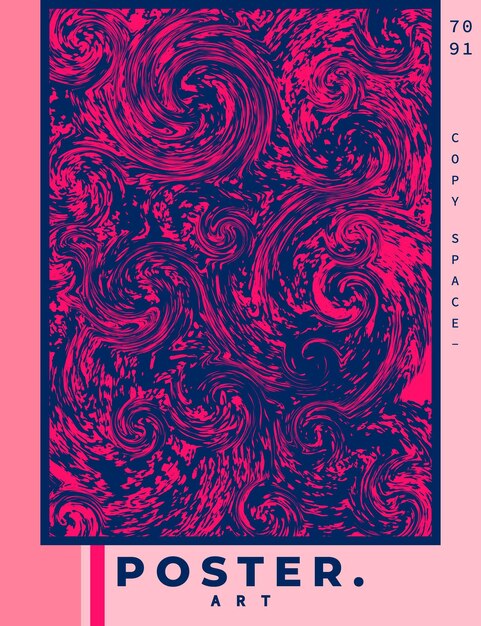 Абстрактно-розовый и синий жидкий вихревой фон шаблона для копирования баннера или брошюры