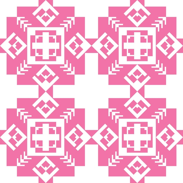 Abstract pink ethnic geometric seamless pattern on white background. Tribal motif vintage retro.