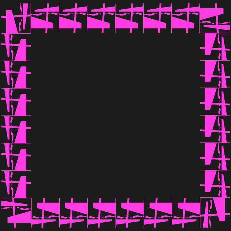 Vector abstract pink frame geometric border pattern vibrant square design black background contrast