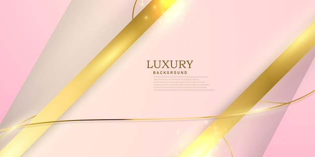 Abstract pink and gold background with gorgeous golden line decoration.