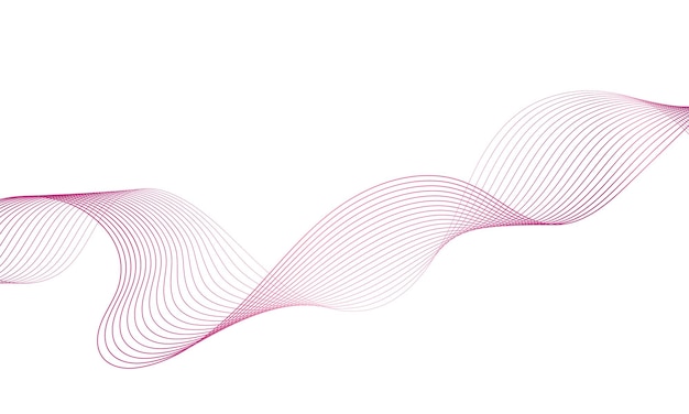 Abstract pink gradient wave element for design. Stylized line art background.