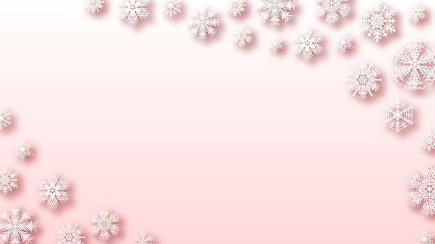 Abstract Pink Gradinet Background Winter With Snowflakes Shadows Vector Design Style Template