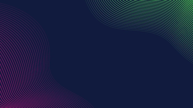 Abstract pink and green line wavy pattern on dark blue vector background