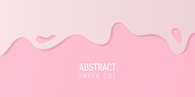 Abstract pink paper cut background. Banner with slime pink paper cut waves.