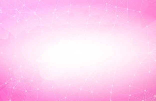 점과 선 연결 구조 및 과학 배경 미래의 HUD 디자인을 연결하는 추상 분홍색 다각형 공간 배경