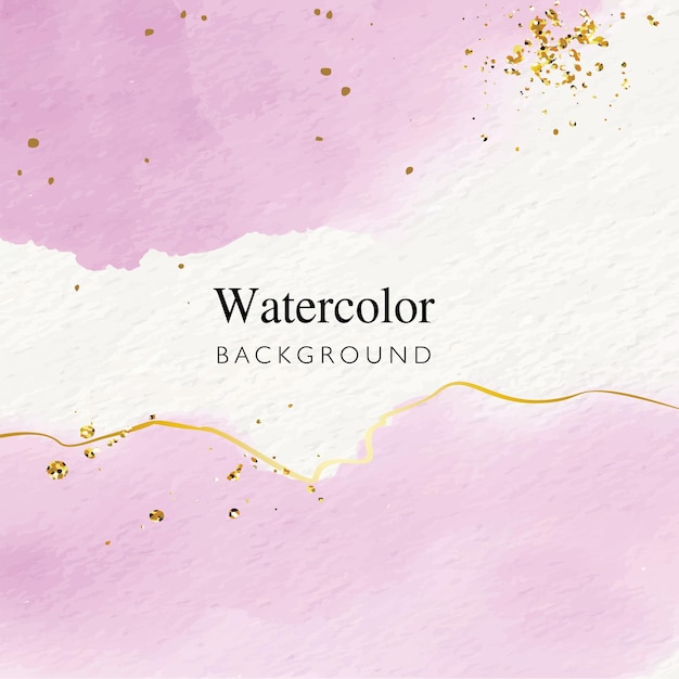 Abstract pink watercolor background with gold texture. vector