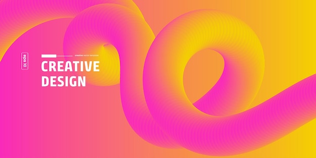 Abstract Pink Yellow Swirling Gradient Creative Vector Design Background