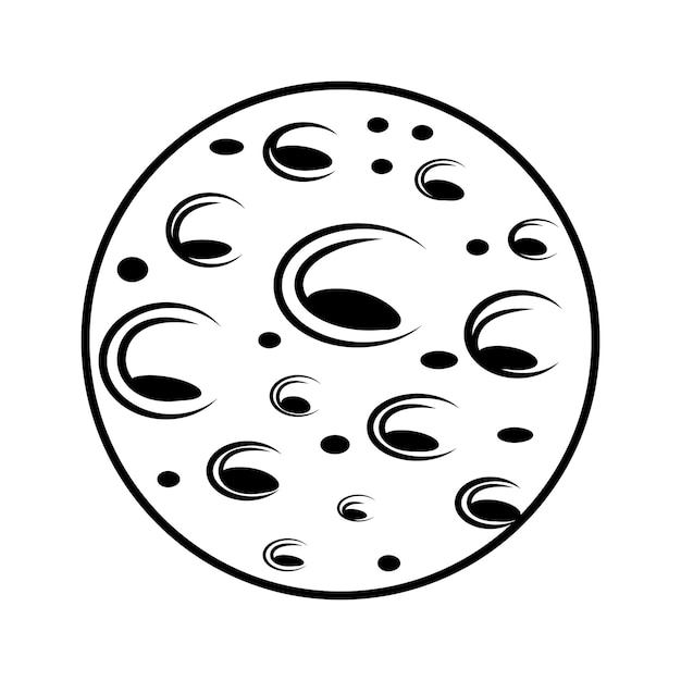 Vector abstract planet moon in doodle style black outline vector illustration