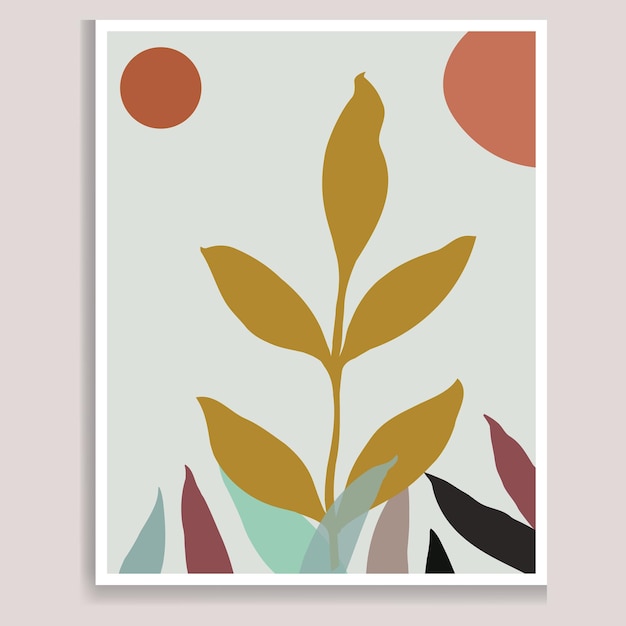 Abstract Plant Art design for print cover wallpaper and Minimal and natural wall art Vector