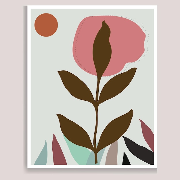 Abstract Plant Art-ontwerp voor printomslagbehang en Minimale en natuurlijke muurkunst Vector