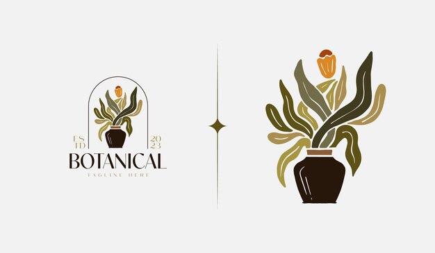 Abstract Plant Botanical Flower Line Art Line Drawing Universal creative premium symbol Vector illustration Creative Minimal design template