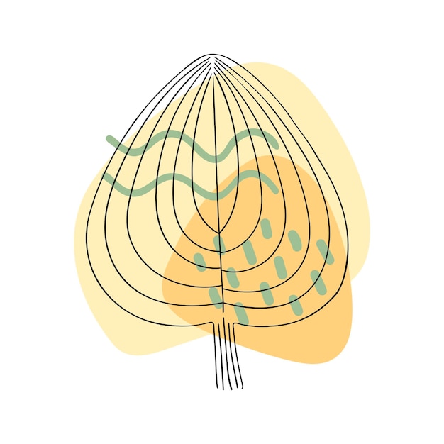 Abstract plant botanisch kunstontwerp om af te drukken. Boho gebladerte met abstracte vorm. Tropische palmbladeren clipart.