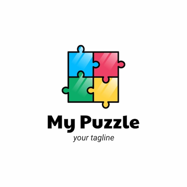 Abstract play game puzzle logo inspired template design