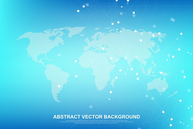 ベクトル 接続された線と点を持つ抽象的な神経叢の背景波の流れ神経叢の幾何学的効果ビッグデータ..。