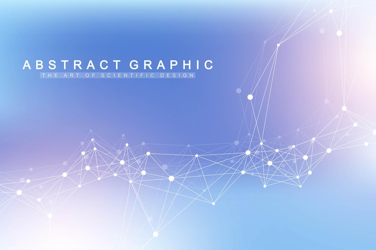 Vector 연결된 선과 점이 있는 추상 신경총 배경. 분자 및 통신 배경입니다. 디자인을 위한 그래픽 배경입니다. 라인 신경총 빅 데이터 시각화. 벡터 일러스트 레이 션.