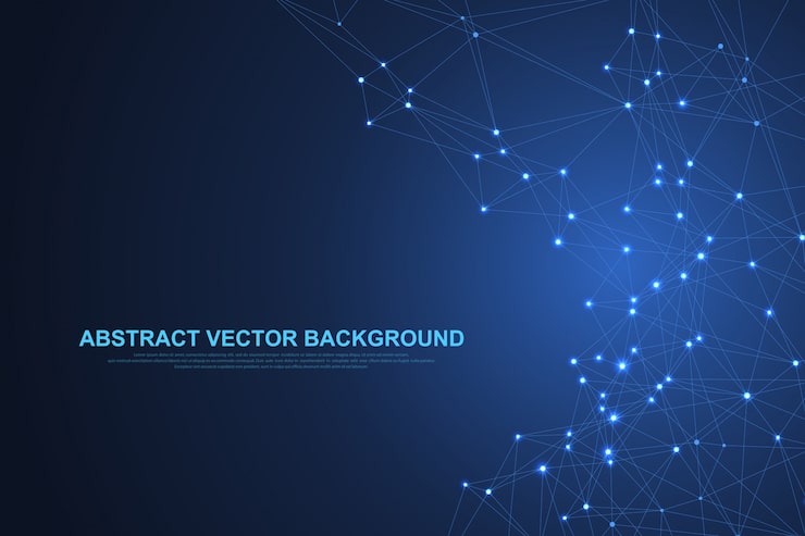Vector abstract plexus background with connected lines and dots. plexus geometric effect big data with compounds. lines plexus, minimal array. digital data visualization.  illustration.