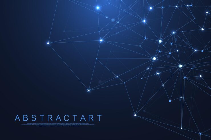 Vector 抽象的 plexus 背景与连接的线和点. plexus几何效应. 数字数据可视化. 未来技术风格的设计低聚元素.